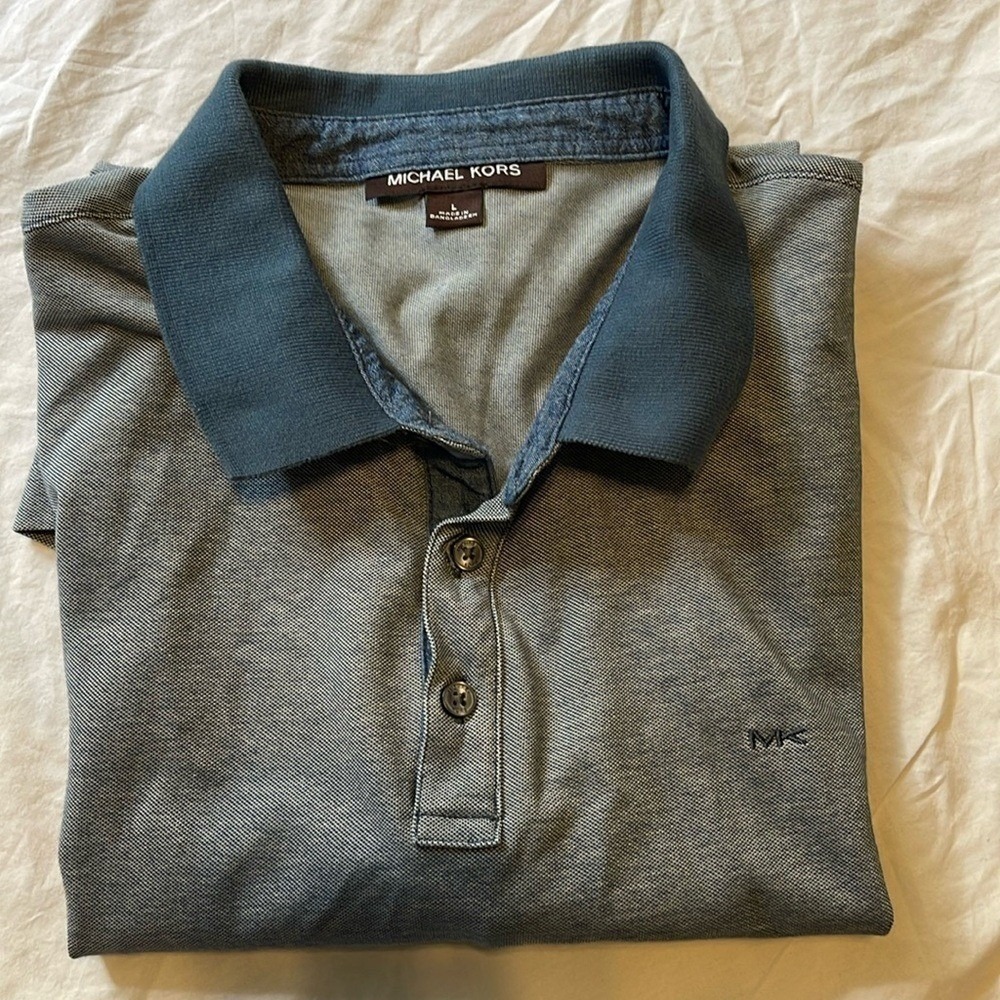 Michael Kors MK Mens Blue Polo Shirt Size‎ L